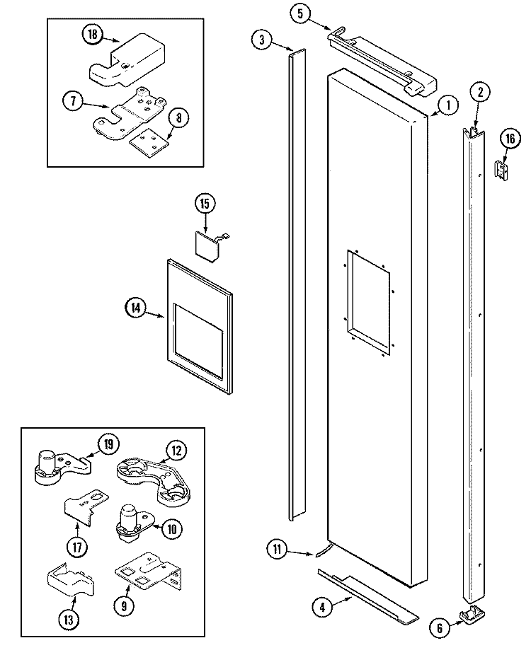 FREEZER OUTER DOOR Diagram and Parts List for JCD2389GTW  Jenn-Air Refrigerator