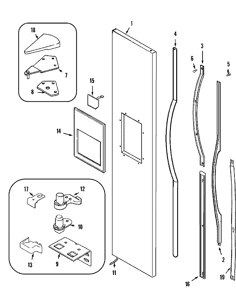 FREEZER OUTER DOOR (JSD2789HEB / W) Diagram and Parts List for JSD2789HEW  Jenn-Air Refrigerator