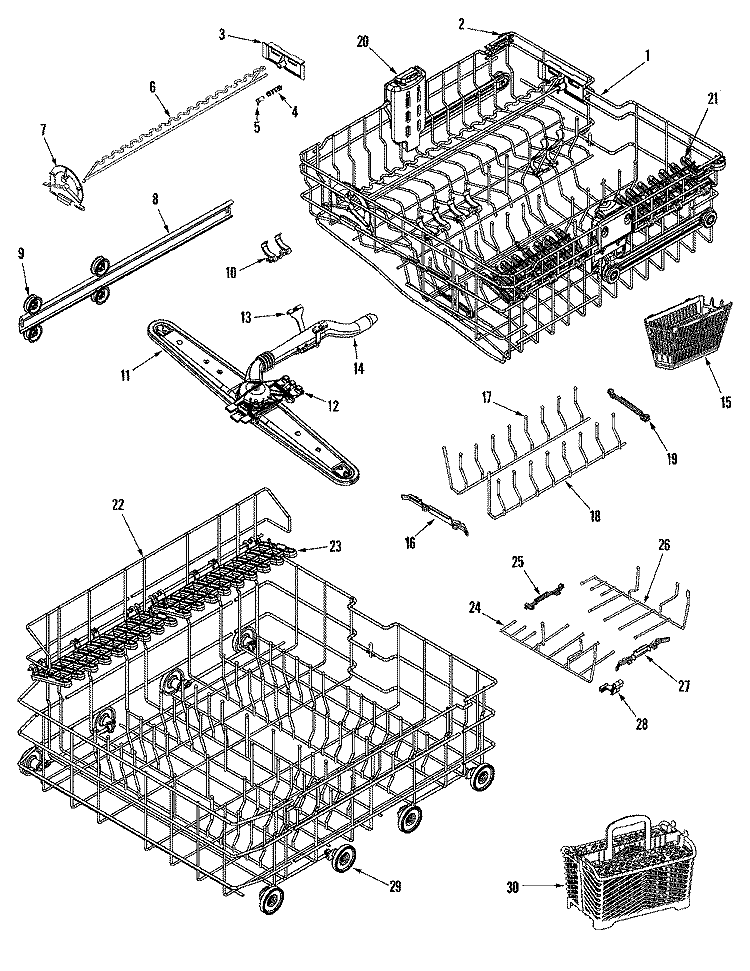 TRACK & RACK ASSEMBLY Diagram and Parts List for MDB7600AWW  Maytag Dishwasher