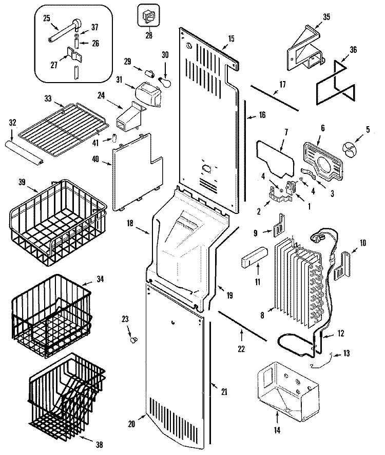FREEZER COMPARTMENT Diagram and Parts List for AS2728GIHB  Maytag Refrigerator