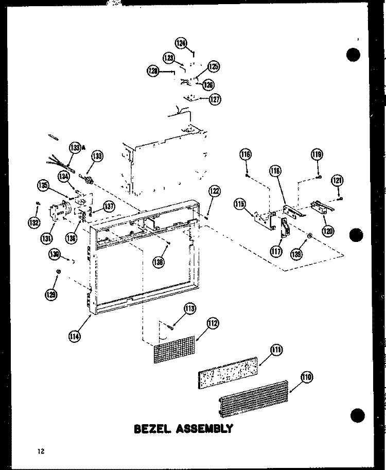 BEZEL ASSY Diagram and Parts List for RC10A-DD P7209102M Amana Microwave