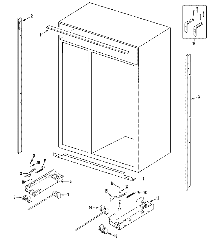 CABINET Diagram and Parts List for JS48CSFXFA  Jenn-Air Refrigerator