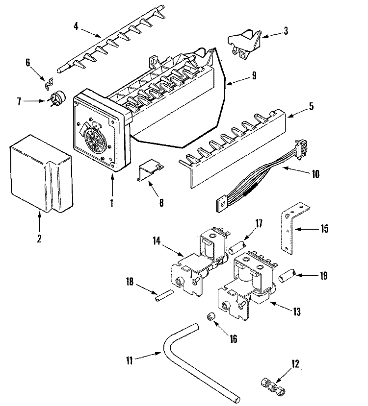 ICE MAKER Diagram and Parts List for JS48CSFXFA  Jenn-Air Refrigerator