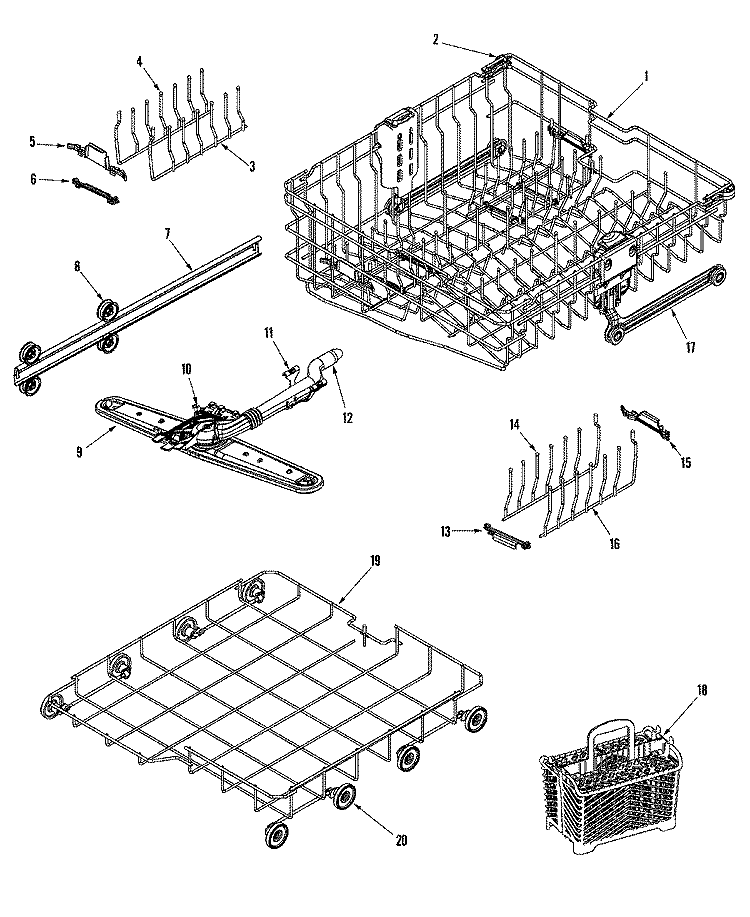 RACK ASSEMBLY (MIDDLE / LWR) Diagram and Parts List for MDB8600AWB  Maytag Dishwasher