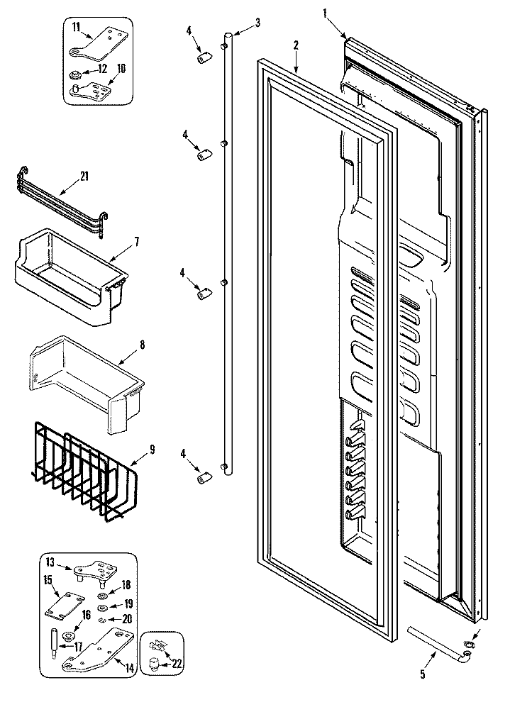 FREEZER DOOR Diagram and Parts List for JS48SEDBDA  Jenn-Air Refrigerator