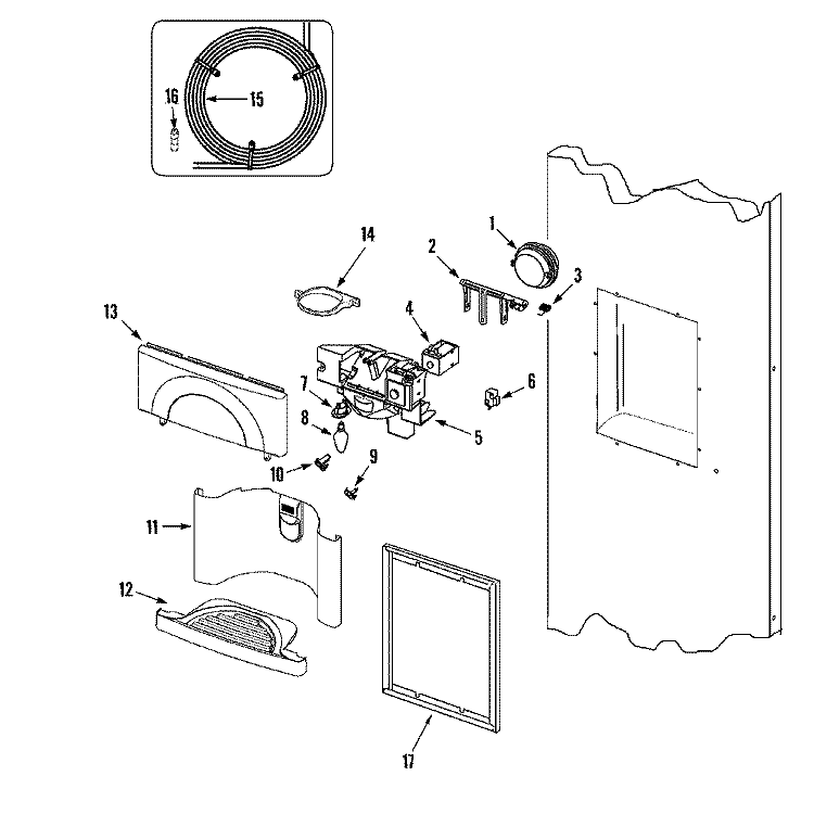 FOUNTAIN Diagram and Parts List for JS48PPDBDA  Jenn-Air Refrigerator