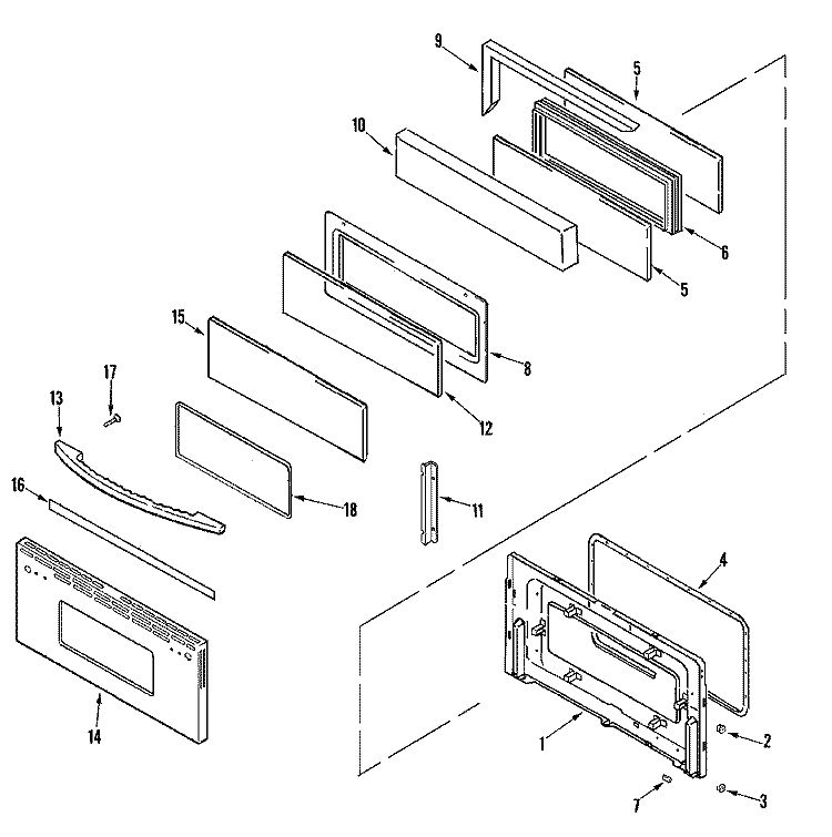 DOOR (UPPER - BDS) Diagram and Parts List for MGR6772BDS  Maytag Range