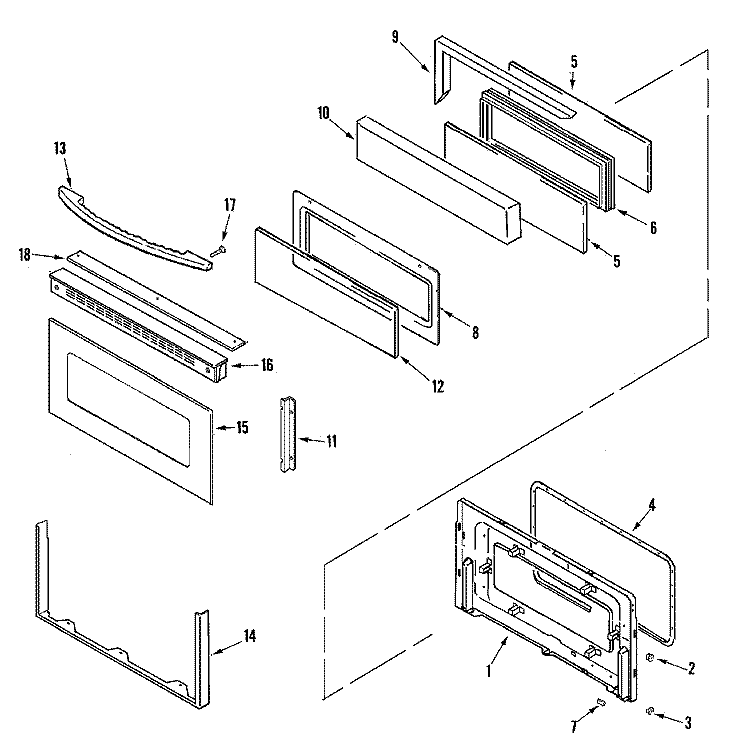 DOOR (UPPER - BDB / BDQ / BDW) Diagram and Parts List for MGR6772BDQ  Maytag Range