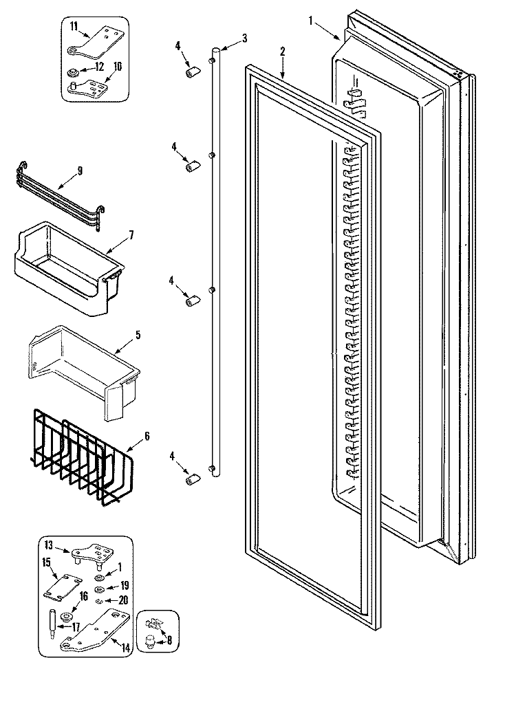 FREEZER DOOR Diagram and Parts List for JS48SEFXFA  Jenn-Air Refrigerator