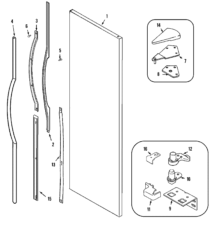 FRESH FOOD OUTER DOOR (JSD2789HEB / W) Diagram and Parts List for JSD2789HEW  Jenn-Air Refrigerator