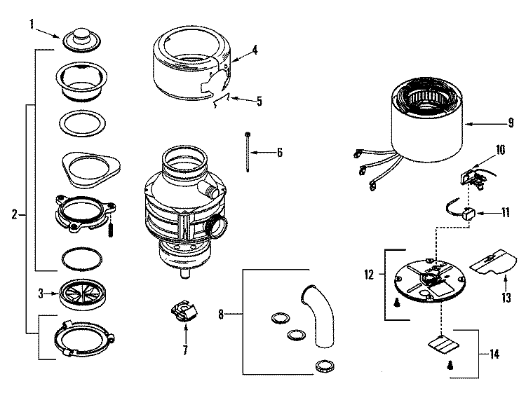 BODY Diagram and Parts List for DFC1500AAX  Maytag Food Waste Disposer