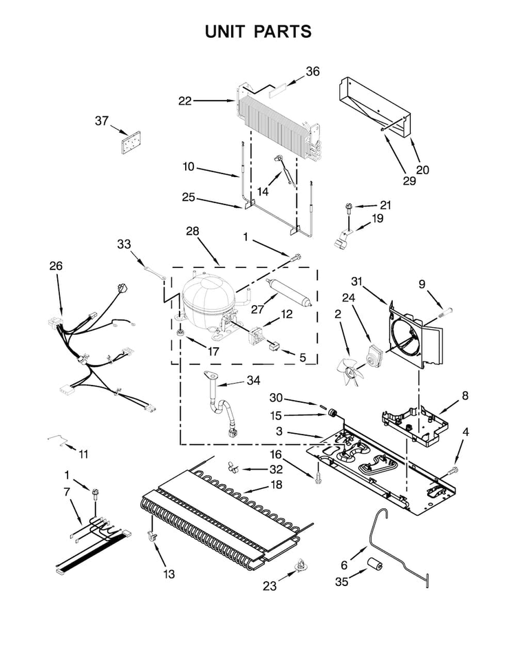 Unit Parts Diagram and Parts List for MFI2269DRE00  Maytag Refrigerator