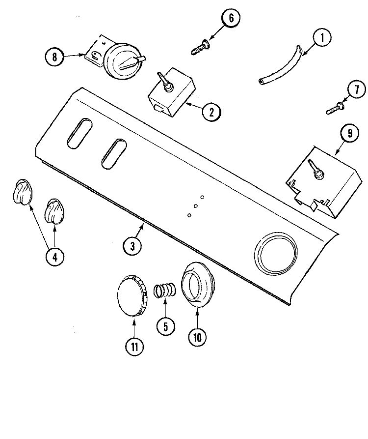 CONTROL PANEL Diagram and Parts List for LAT2600AAE  Maytag Washer