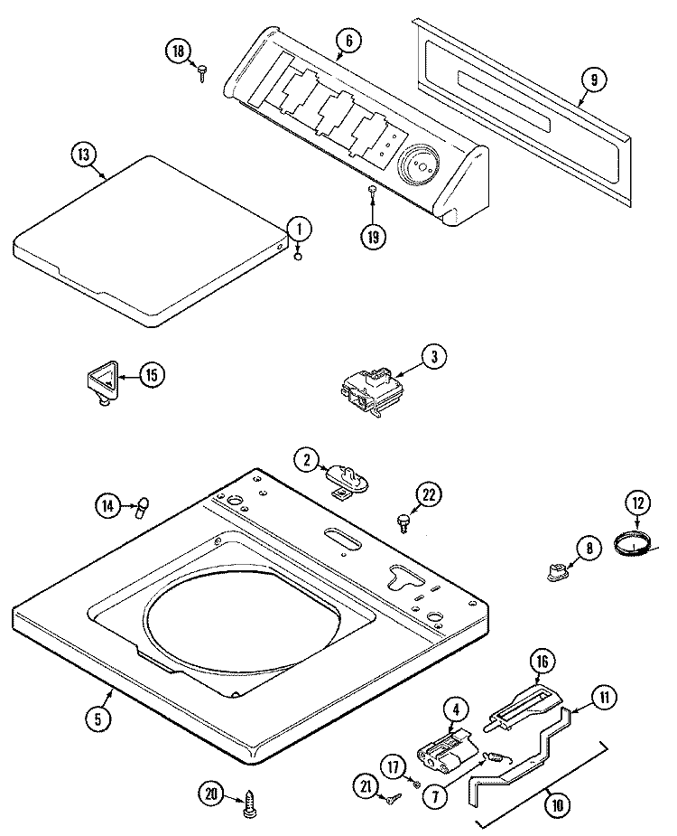 TOP Diagram and Parts List for LAT2600AAE  Maytag Washer