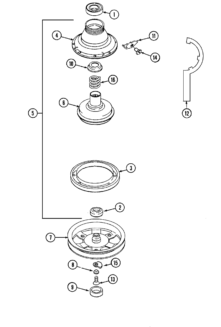 CLUTCH & BRAKE Diagram and Parts List for LAT2600AAE  Maytag Washer