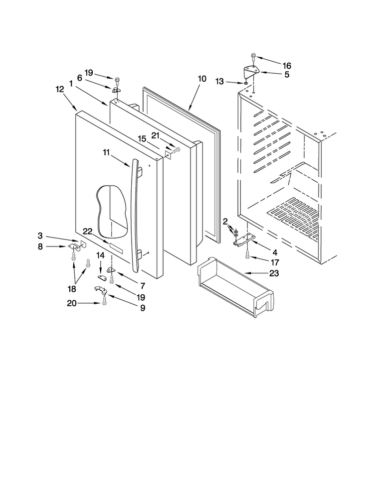 Door Parts Diagram and Parts List for JUR248LWES00  Jenn-Air Refrigerator