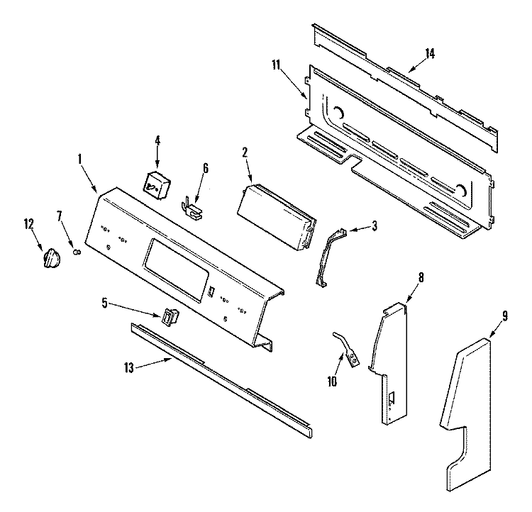 CONTROL PANEL Diagram and Parts List for MER5530BGW  Maytag Range