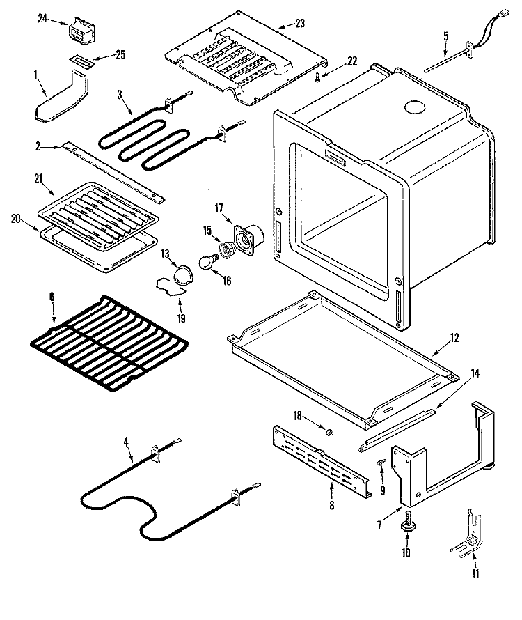 OVEN / BASE Diagram and Parts List for MERD750BAN  Maytag Range