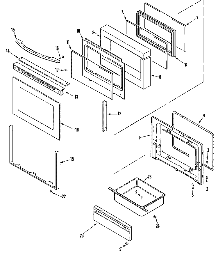 DOOR / DRAWER Diagram and Parts List for MERD750BAN  Maytag Range