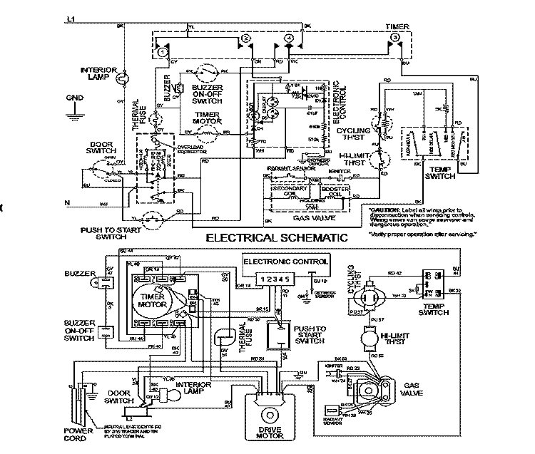 WIRING INFORMATION Diagram and Parts List for MDG3600BWQ  Maytag Dryer