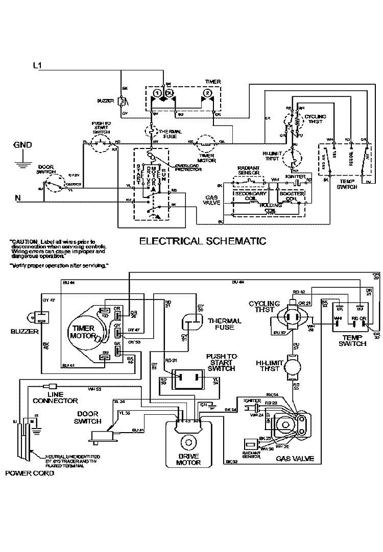 WIRING INFORMATION Diagram and Parts List for MDG2301BWW  Maytag Dryer