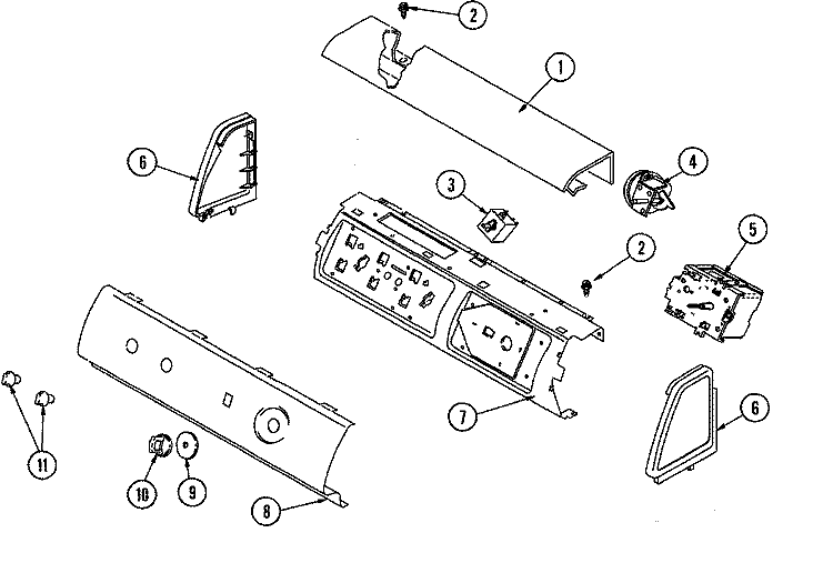 CONTROL PANEL Diagram and Parts List for ALW210RMC  Amana Washer