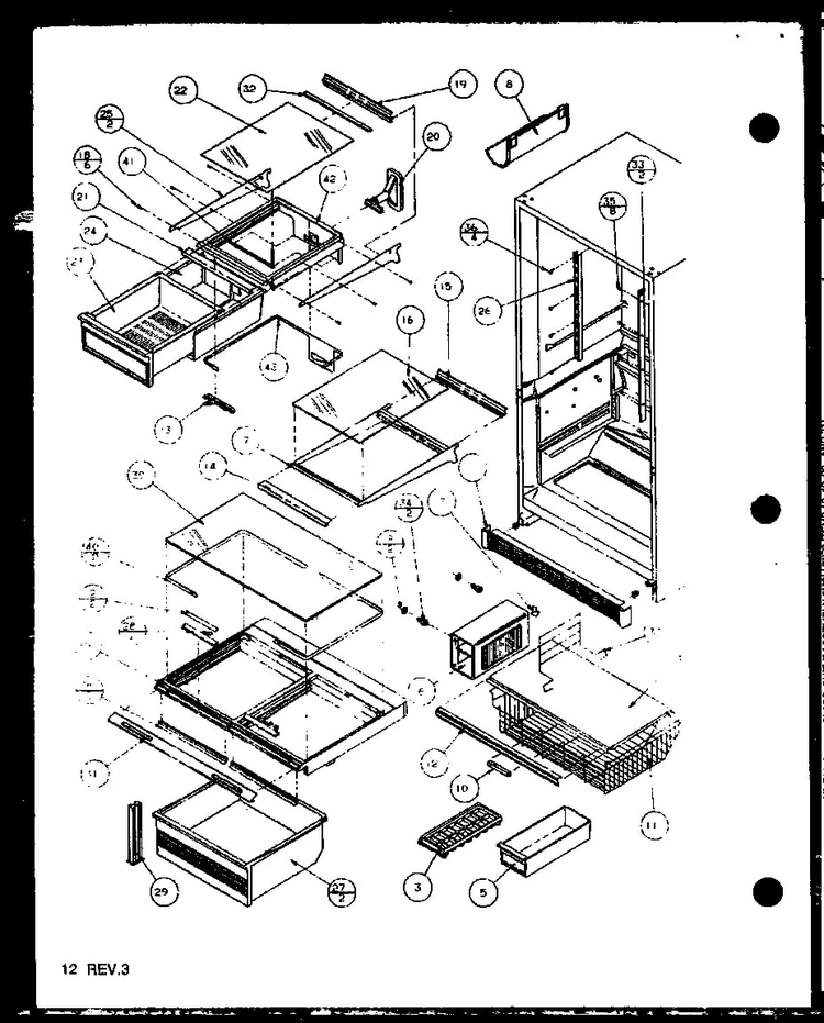 Cabinet Interior Diagram and Parts List for BX20QL-P1125510WL  Amana Refrigerator