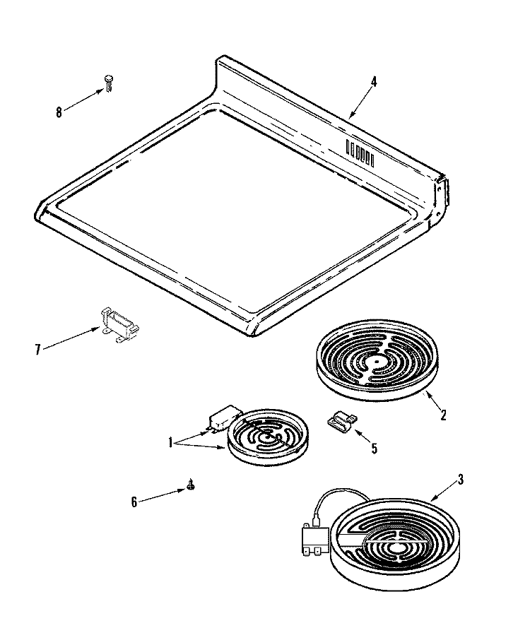 TOP ASSEMBLY Diagram and Parts List for MER5730BGW  Maytag Range