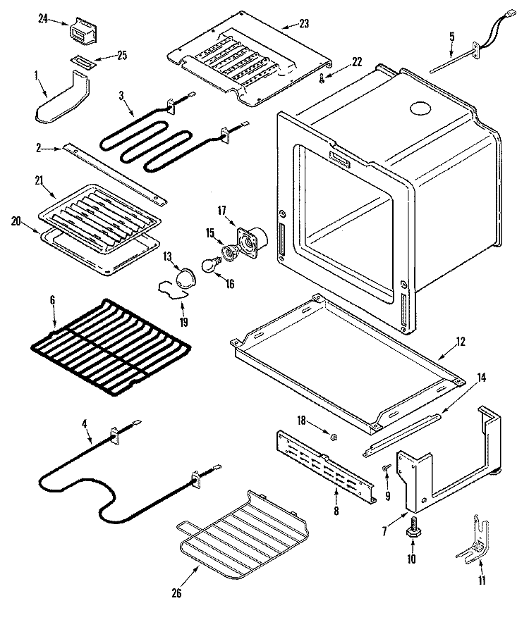 OVEN / BASE Diagram and Parts List for MER5730BGW  Maytag Range