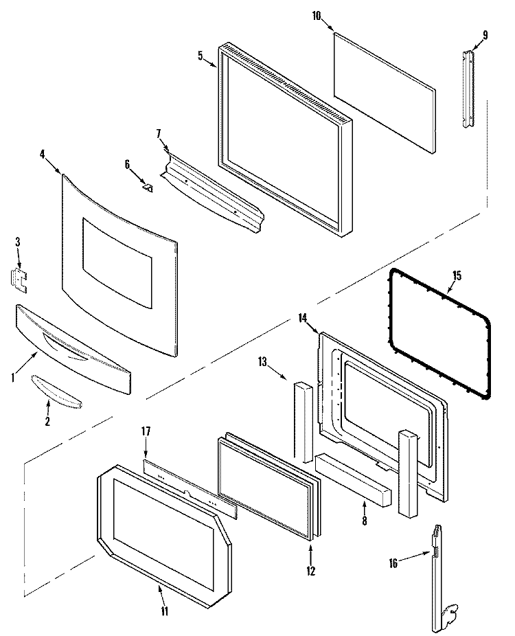 DOOR (UPPER & LOWER) Diagram and Parts List for JJW9630CCB  Jenn-Air Wall Oven