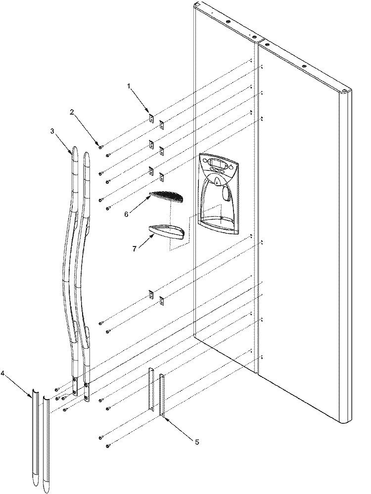 HANDLES AND TRIM Diagram and Parts List for XRSS267BW PXRSS267BW1 Amana Refrigerator