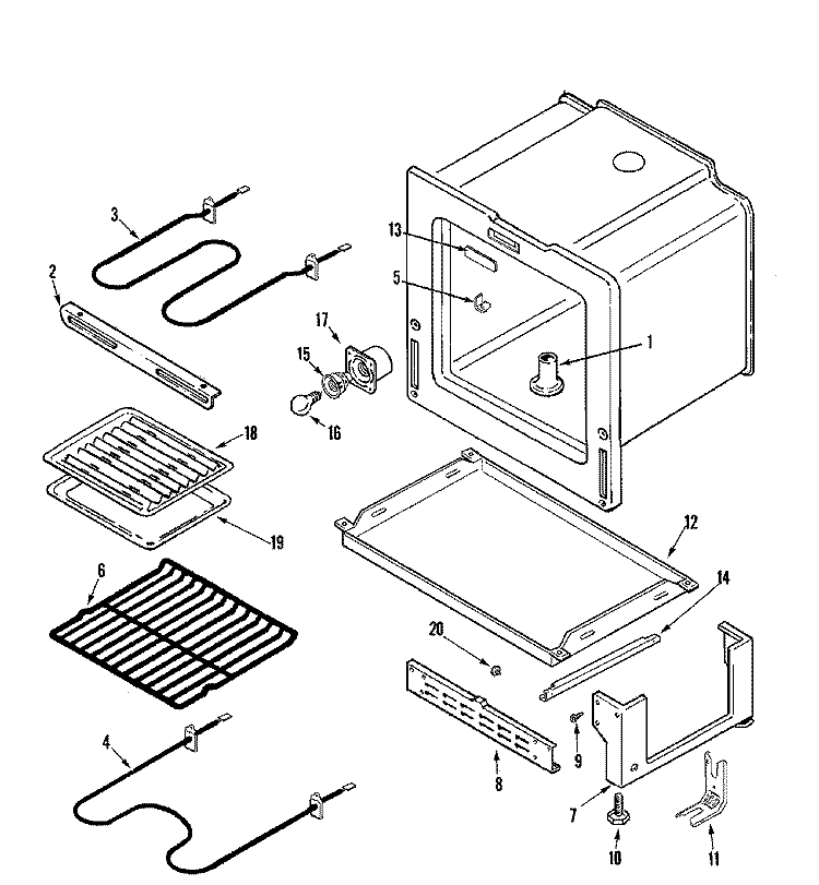 OVEN / BASE Diagram and Parts List for AER1350BAT  Admiral Range