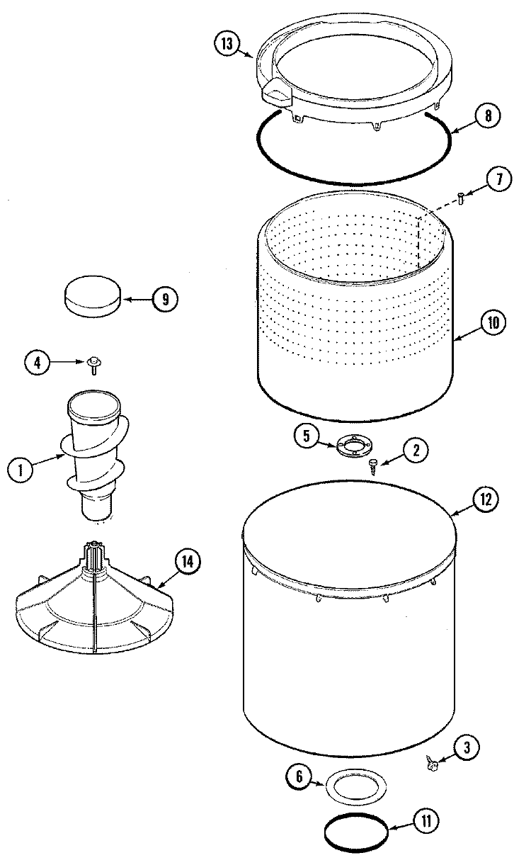 TUB Diagram and Parts List for PAV2360AWW  Maytag Washer