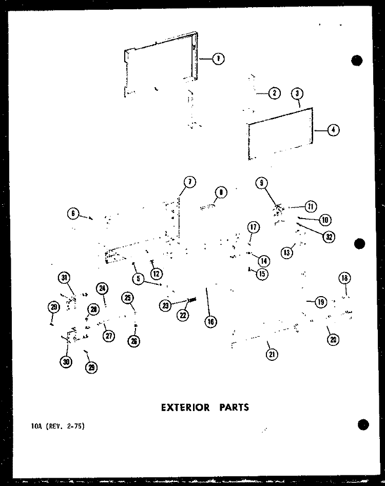EXTERIOR PARTS Diagram and Parts List for RC-10PB P7130402M Amana Microwave