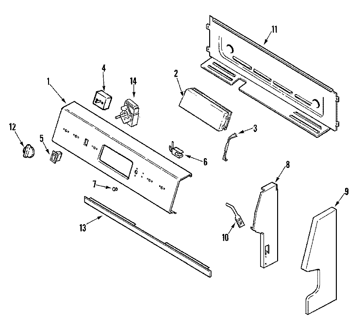 CONTROL PANEL Diagram and Parts List for AER1350BAT  Admiral Range