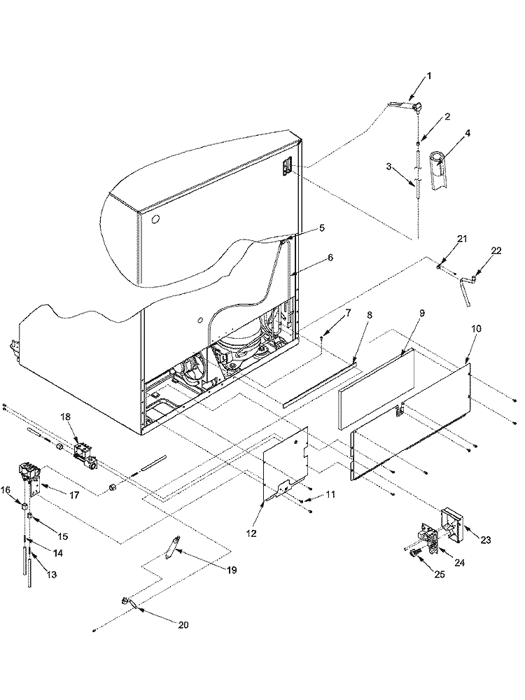 CABINET BACK Diagram and Parts List for XRSS287BB PXRSS287BB0 Amana Refrigerator