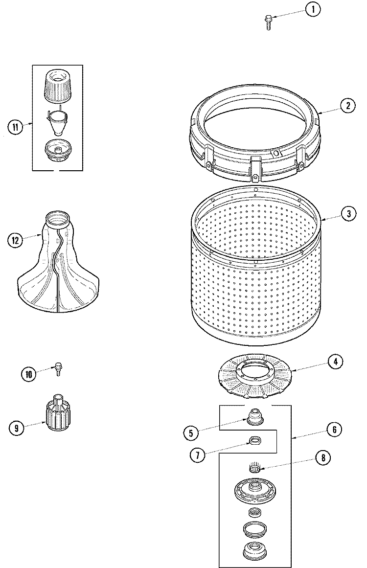 INNER TUB Diagram and Parts List for ALW880QAC  Amana Washer
