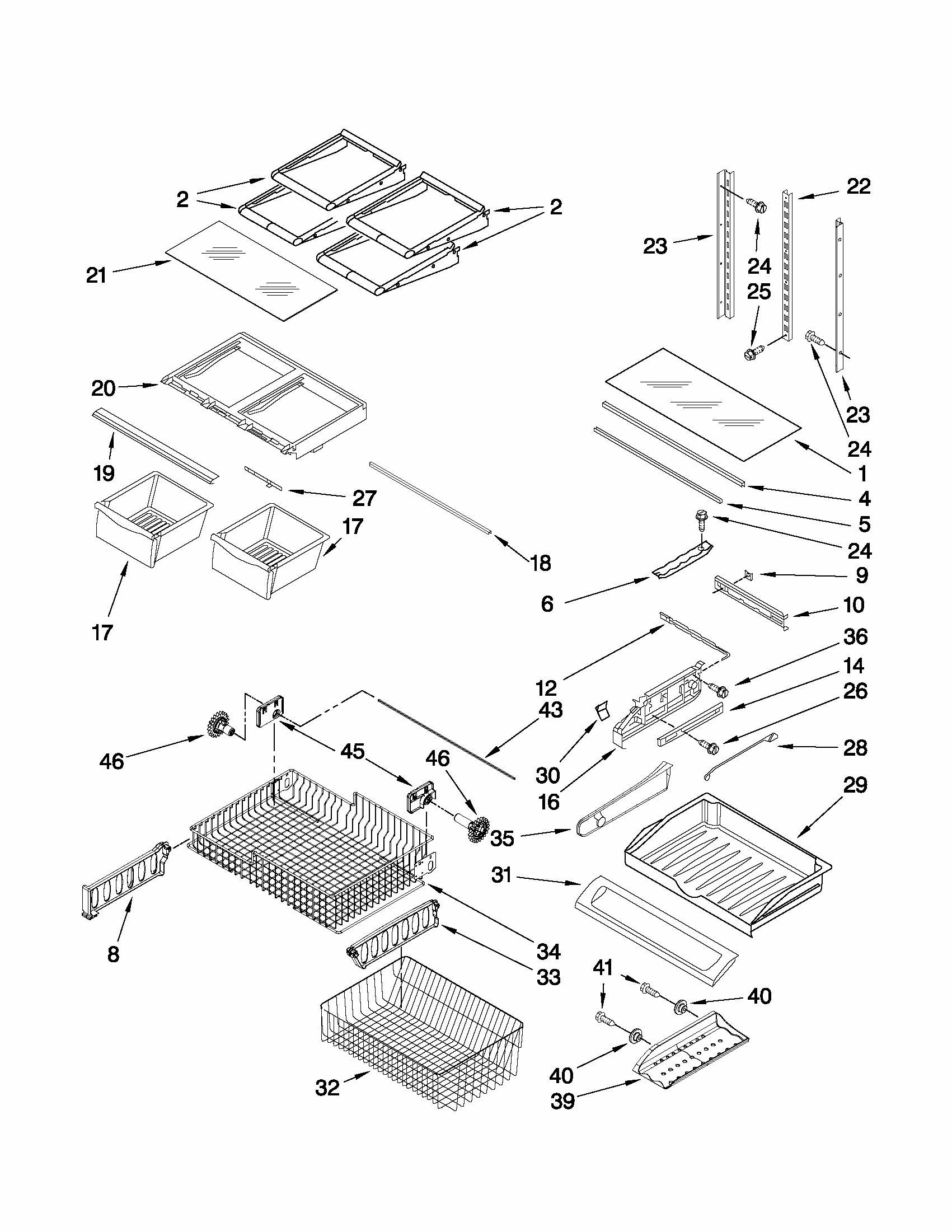 Shelf Parts Diagram and Parts List for G32026PELB5  Maytag Refrigerator