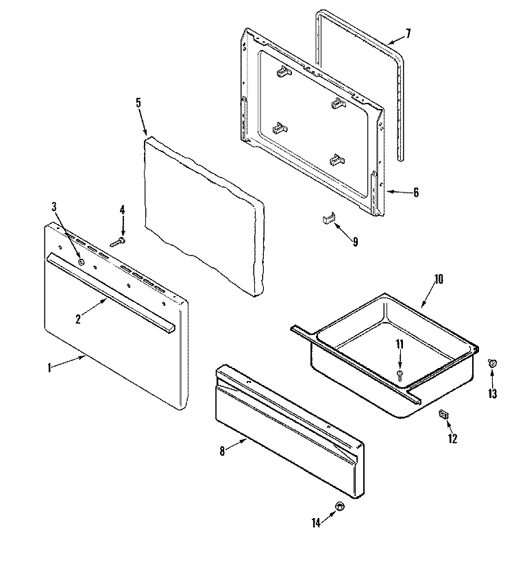 DOOR / DRAWER Diagram and Parts List for AER1110BAH  Admiral Range