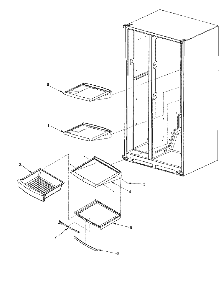 DELI AND REF SHELF Diagram and Parts List for XRSR665BW PXRSR665BW0 Amana Refrigerator
