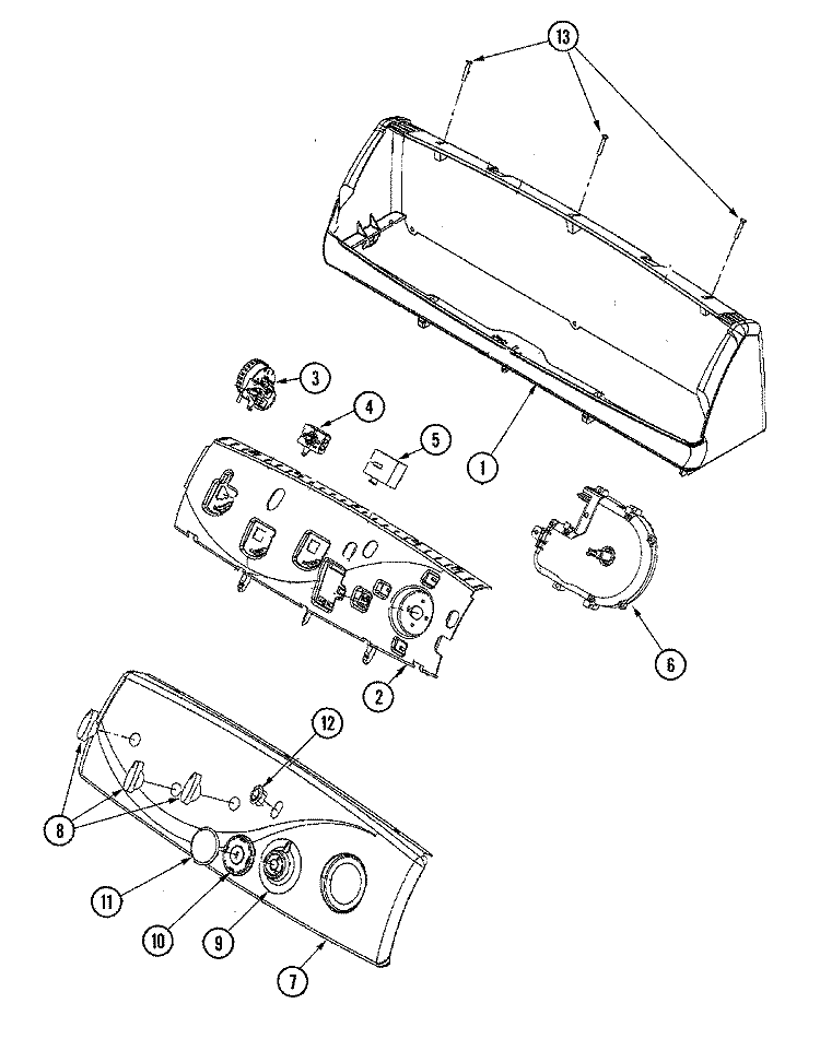 CONTROL PANEL Diagram and Parts List for MAV6458AWW  Maytag Washer