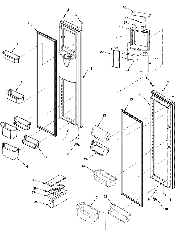 REF / FZ DOOR AND SHELF Diagram and Parts List for XRSR687BW PXRSR687BW0 Amana Refrigerator
