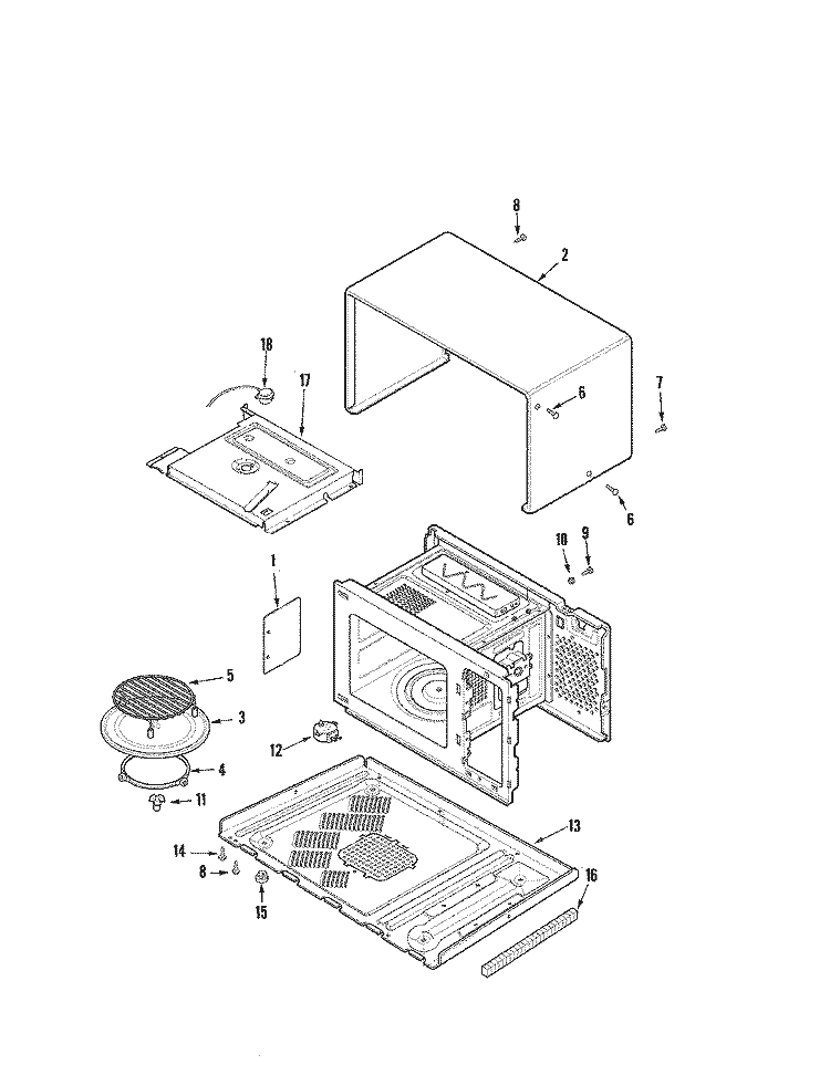 BASE / CAVITY Diagram and Parts List for JMC9158AAS  Jenn-Air Microwave