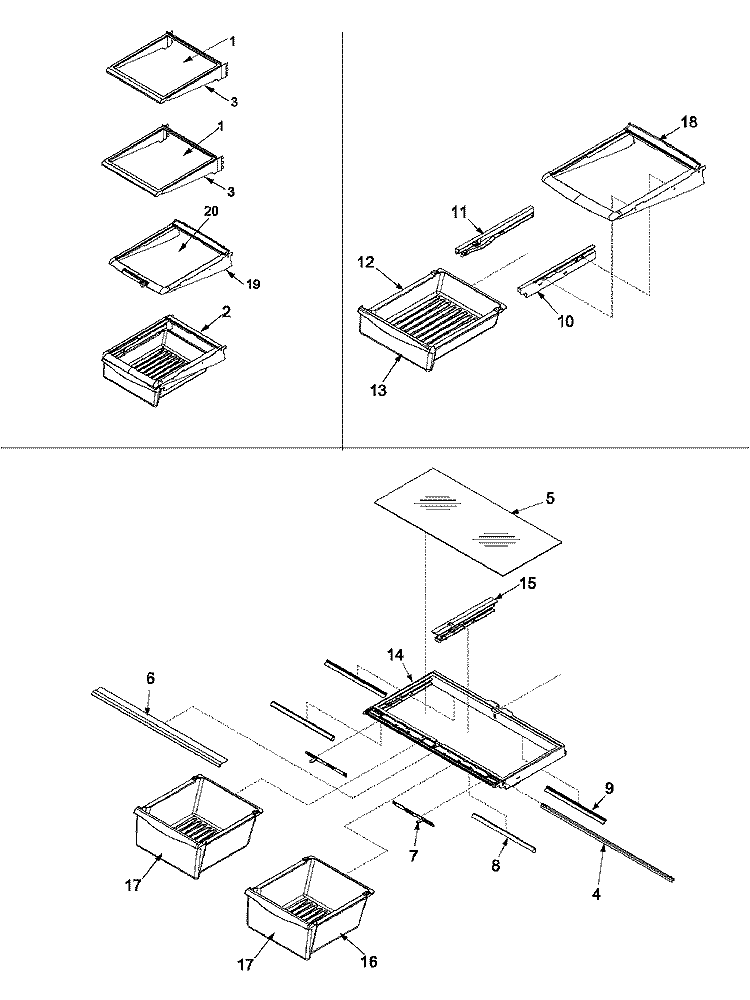 REFRIGERATOR SHELVING Diagram and Parts List for MBB1956GEB PMBB1956GB0 Maytag Refrigerator