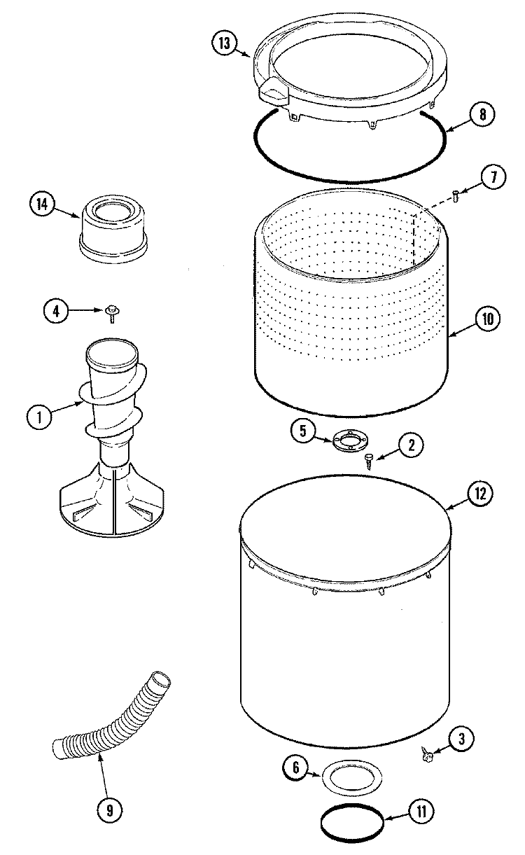 TUB Diagram and Parts List for MAV9501EWQ  Maytag Washer