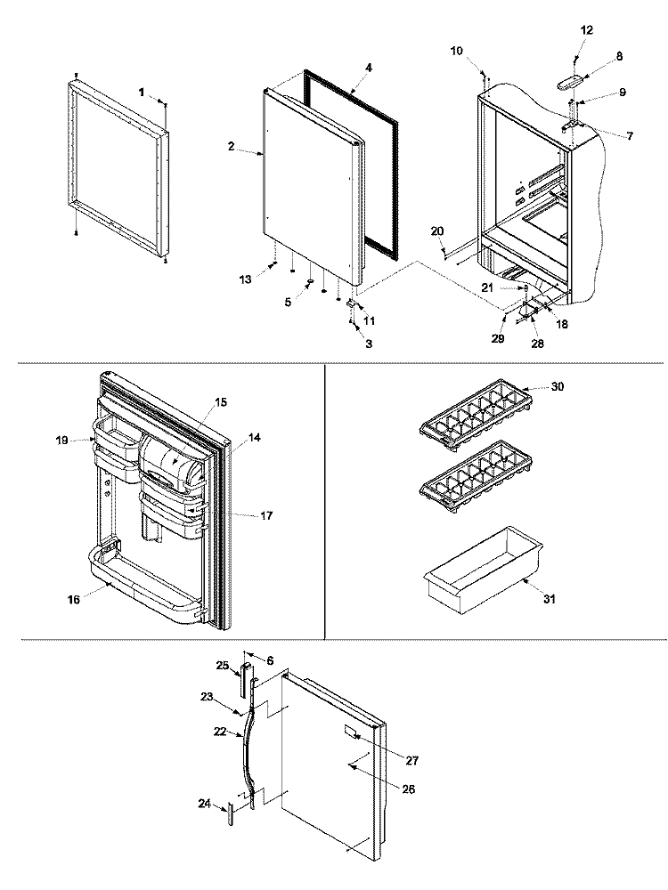 REFRIGERATOR DOOR Diagram and Parts List for XRBR904BW PXRBR904BW0 Amana Refrigerator