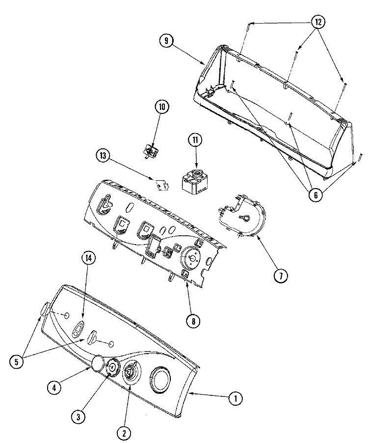 CONTROL PANEL Diagram and Parts List for MDE7400AYW  Maytag Dryer