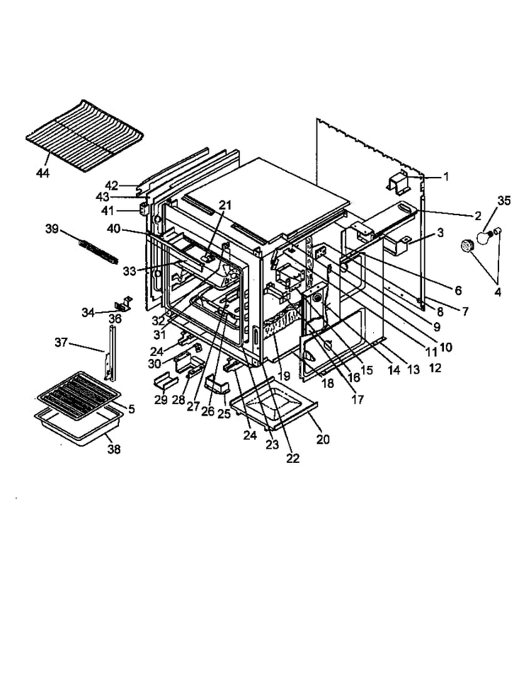 Cabinet, Lower Diagram and Parts List for AO27DG1-P1132515NB  Amana Wall Oven