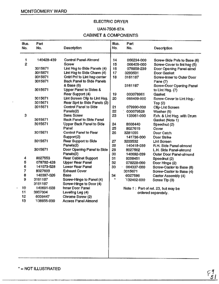 Cabinet And Components Page 2 Diagram and Parts List for 6835A REV E Norge Washer