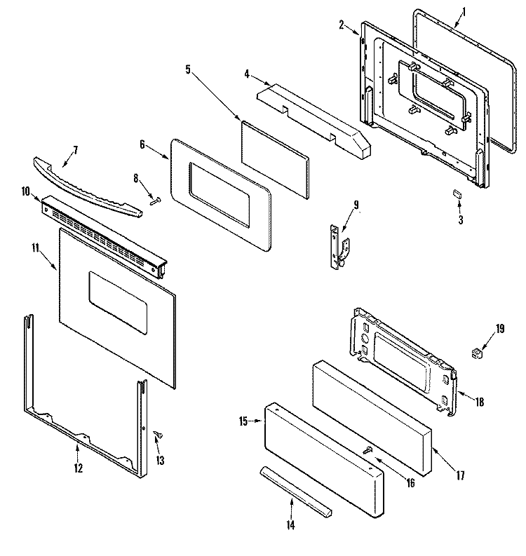 DOOR / DRAWER Diagram and Parts List for MBR4450CGH  Maytag Range